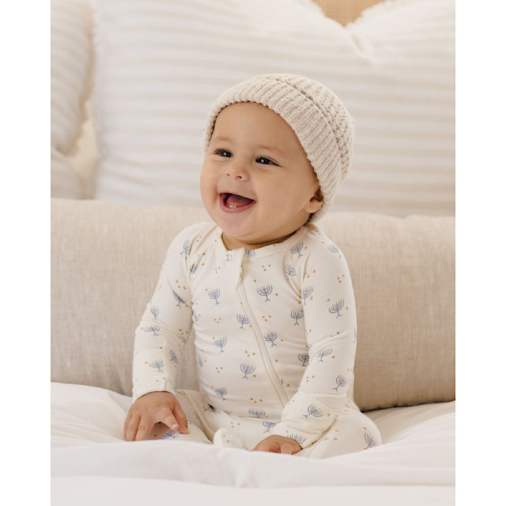 Quincy Mae Bamboo Zip Footie - Hanukkah