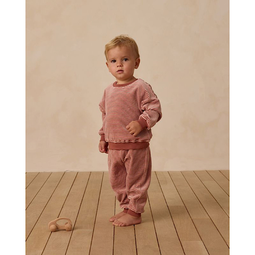 Quincy Mae Velour Relaxed Sweatshirt - Candy Stripe
