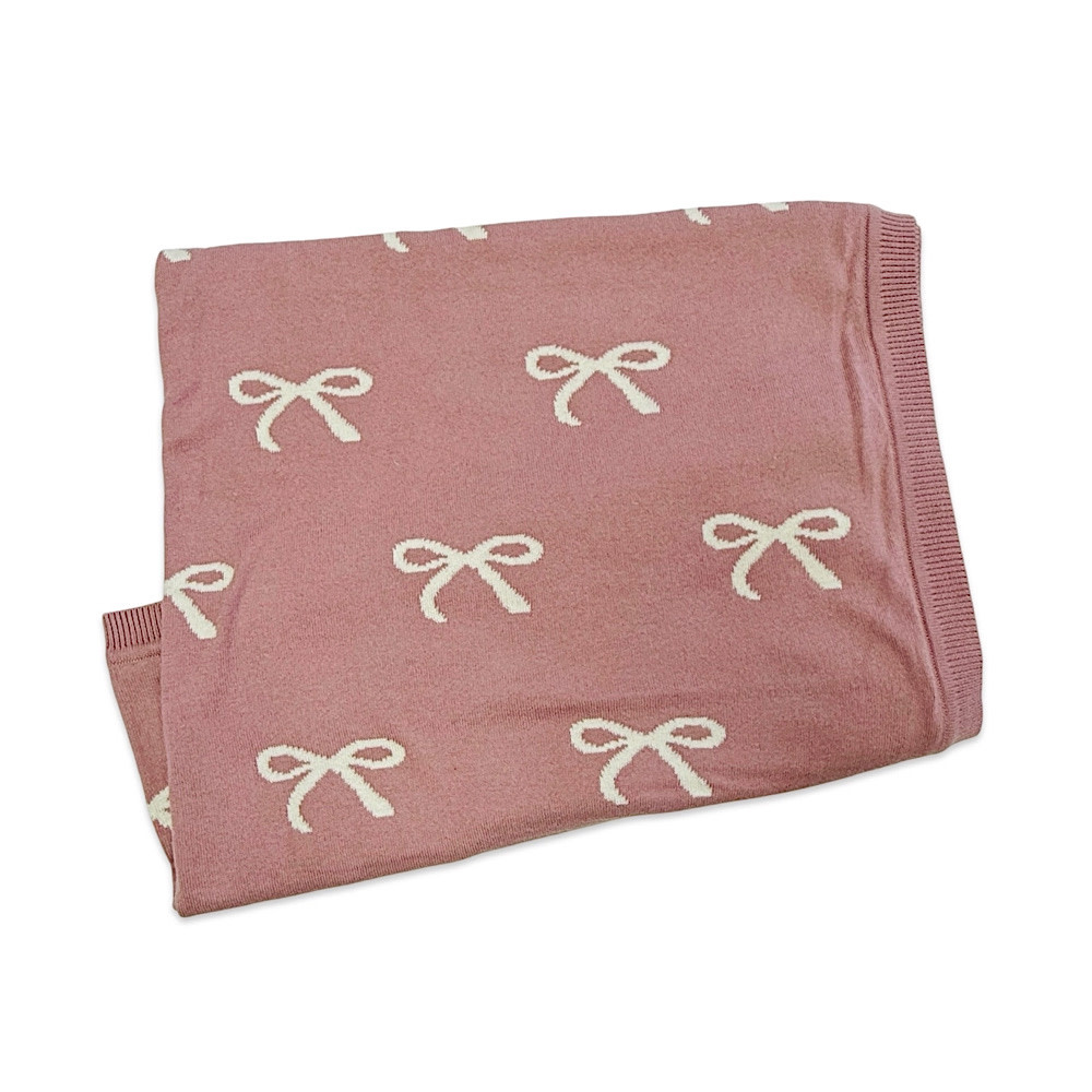 Viverano Organics Cotton Reversible Knit Baby Blanket - Sweet Bow