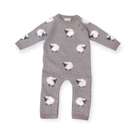 Viverano Organics Viverano Organics Jacquard Sweater Knit Baby Jumpsuit - Furry Sheeps