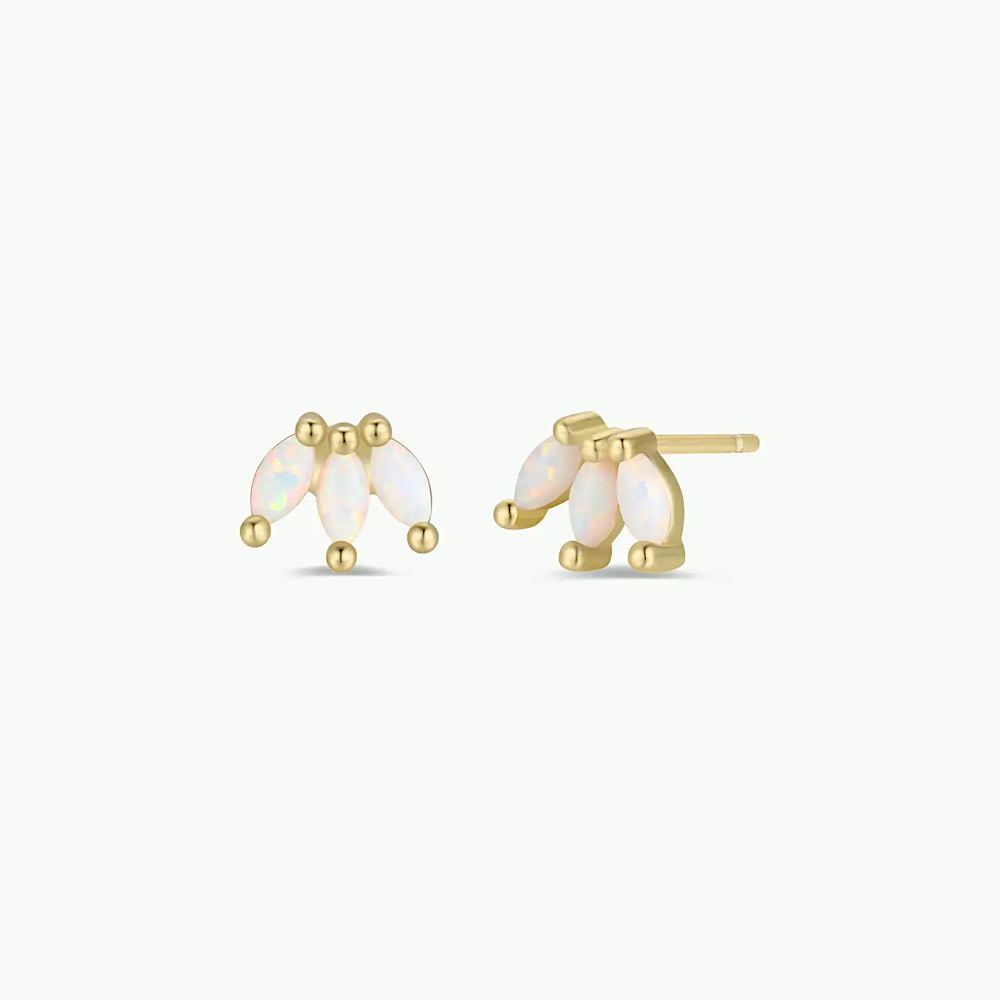 JaxKelly JaxKelly Crown Stud Earrings - White Opal