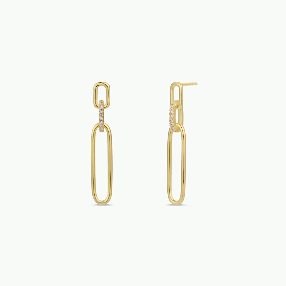 JaxKelly JaxKelly Pave Link Drop Earrings - Gold