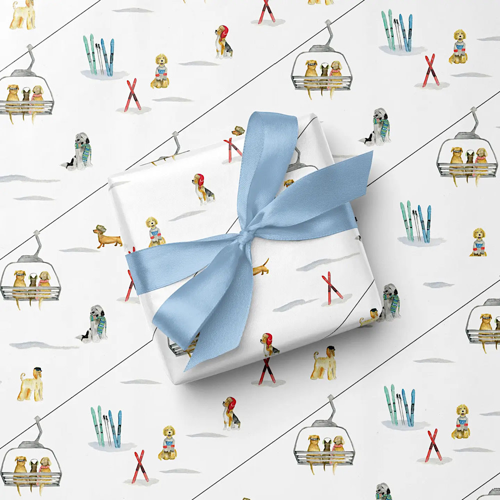 Emmy+Olly Gift Wrap - Set of 3 - Ski Dogs