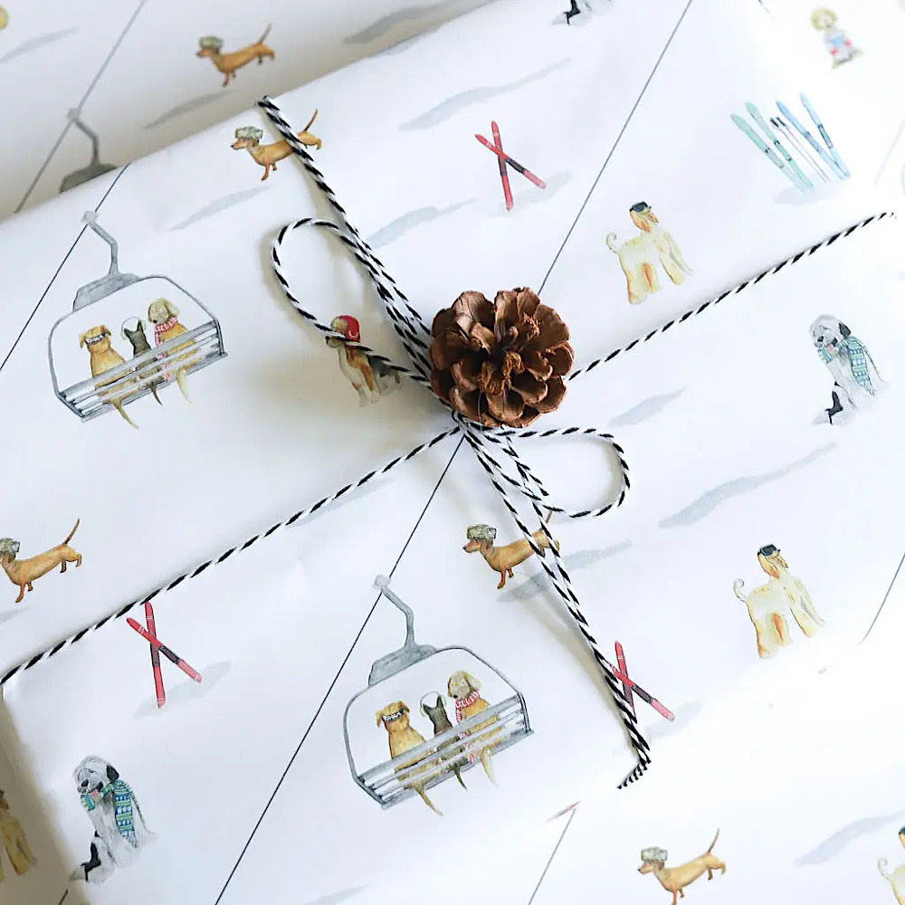 Emmy+Olly Gift Wrap - Set of 3 - Ski Dogs