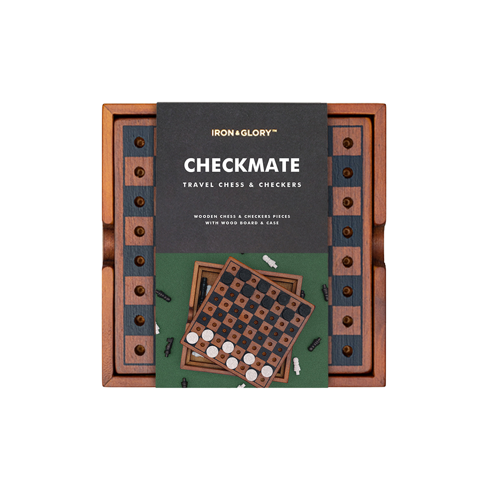 Iron & Glory - Wooden Travel Chess & Checkers