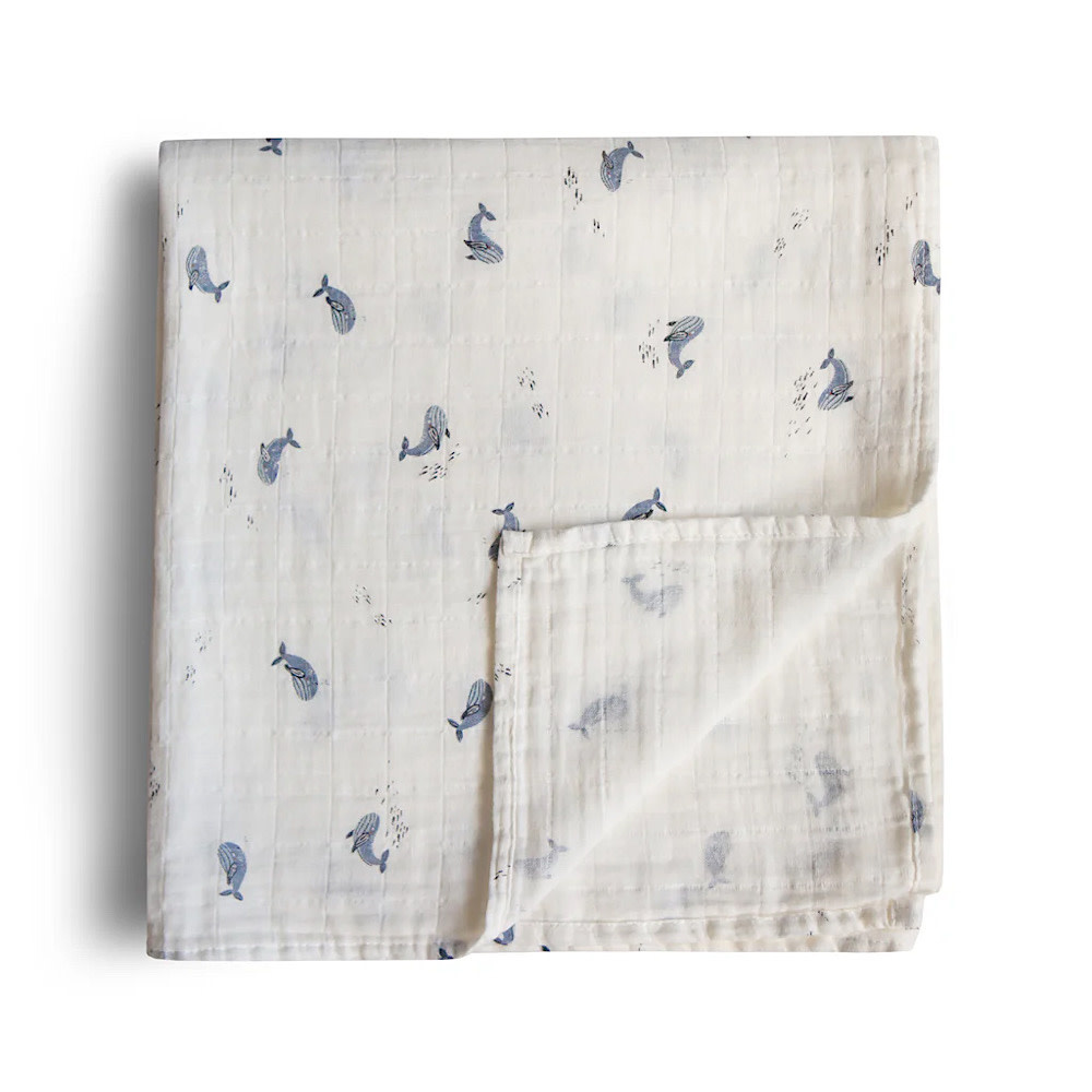 Mushie Mushie Swaddle Blanket - Whales