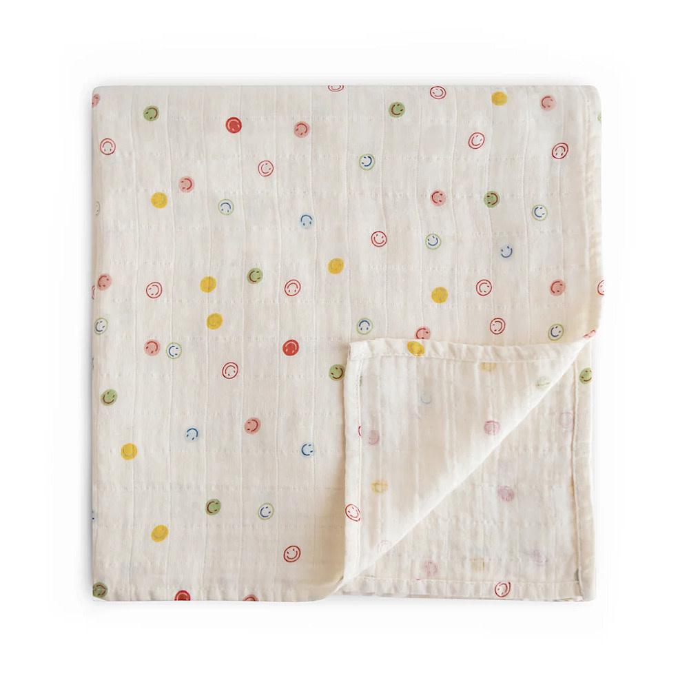 Mushie Mushie Swaddle Blanket - Smiley Face