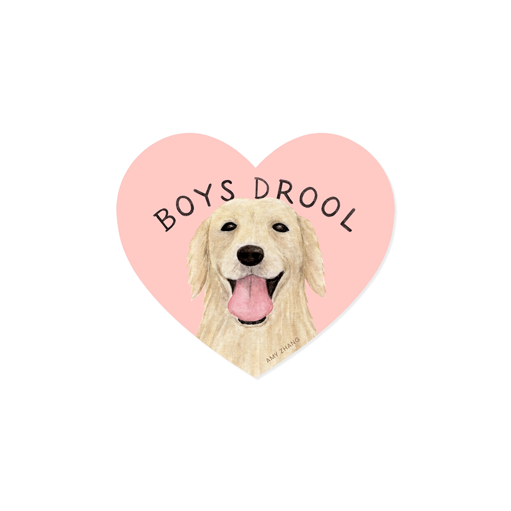 Amy Zhang Amy Zhang Boys Drool Golden Retriever Sticker