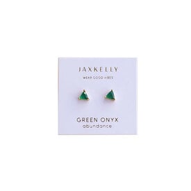 JaxKelly JaxKelly Gold Mini Energy Earrings - Green Onyx
