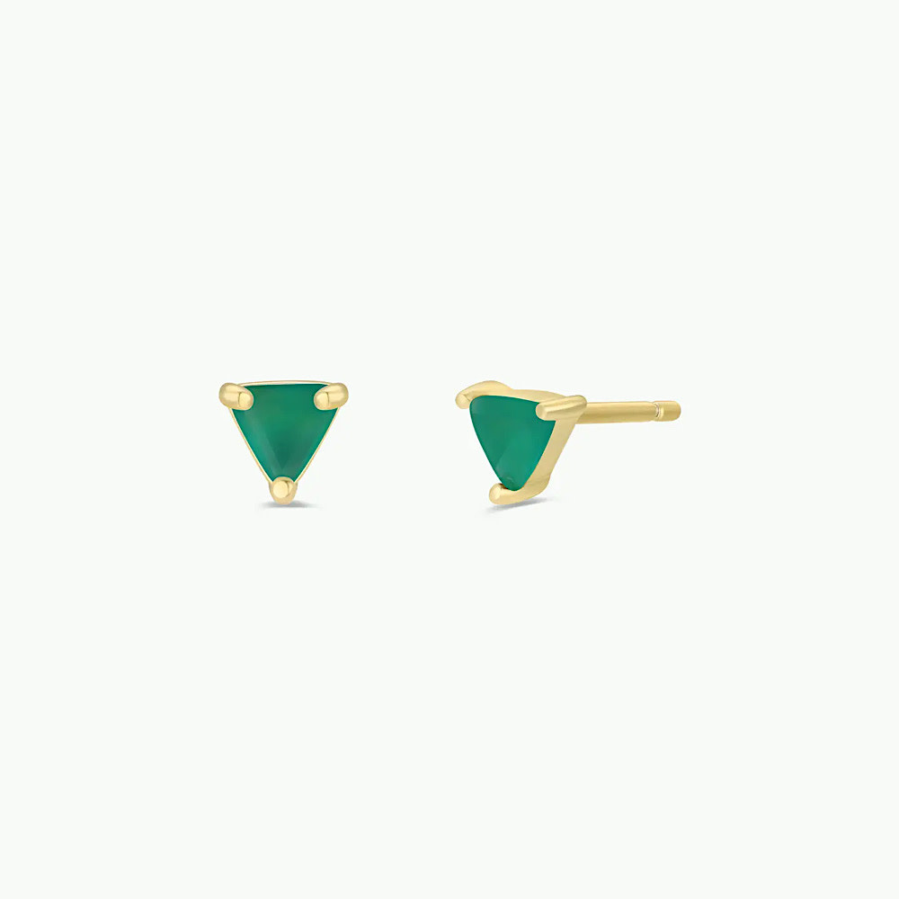 JaxKelly Gold Mini Energy Stud Earrings - Green Onyx