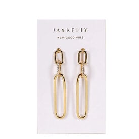 JaxKelly JaxKelly Pave Link Drop Earrings - Gold