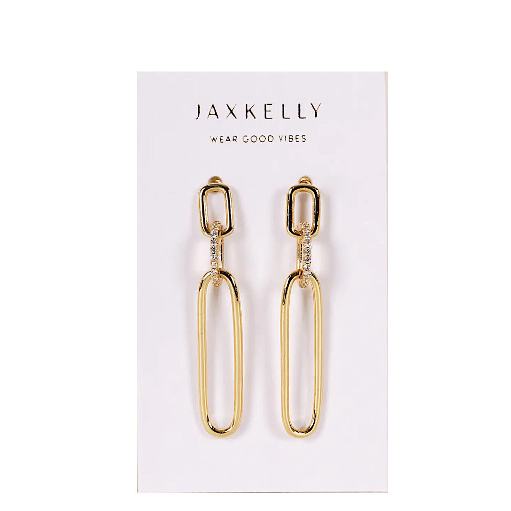 JaxKelly JaxKelly Pave Link Drop Earrings - Gold