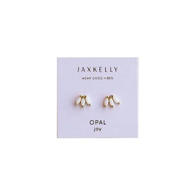 JaxKelly JaxKelly Crown Stud Earrings - White Opal