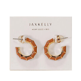 JaxKelly JaxKelly Gold Vintage Hoop Earrings - Brown Enamel