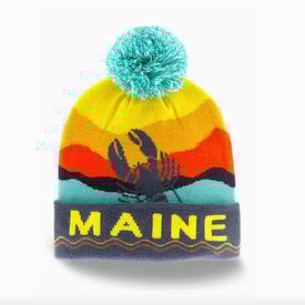 Northern Icons Creations INC Winter Knit Beanie with Pom Pom - Maine Lobster- Coastal