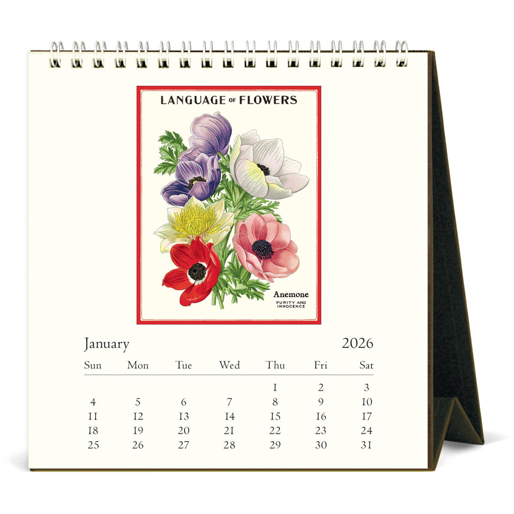 Cavallini 2026 Desk Calendar - Language of Flowers