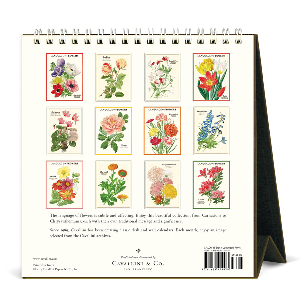 Cavallini 2026 Desk Calendar - Language of Flowers