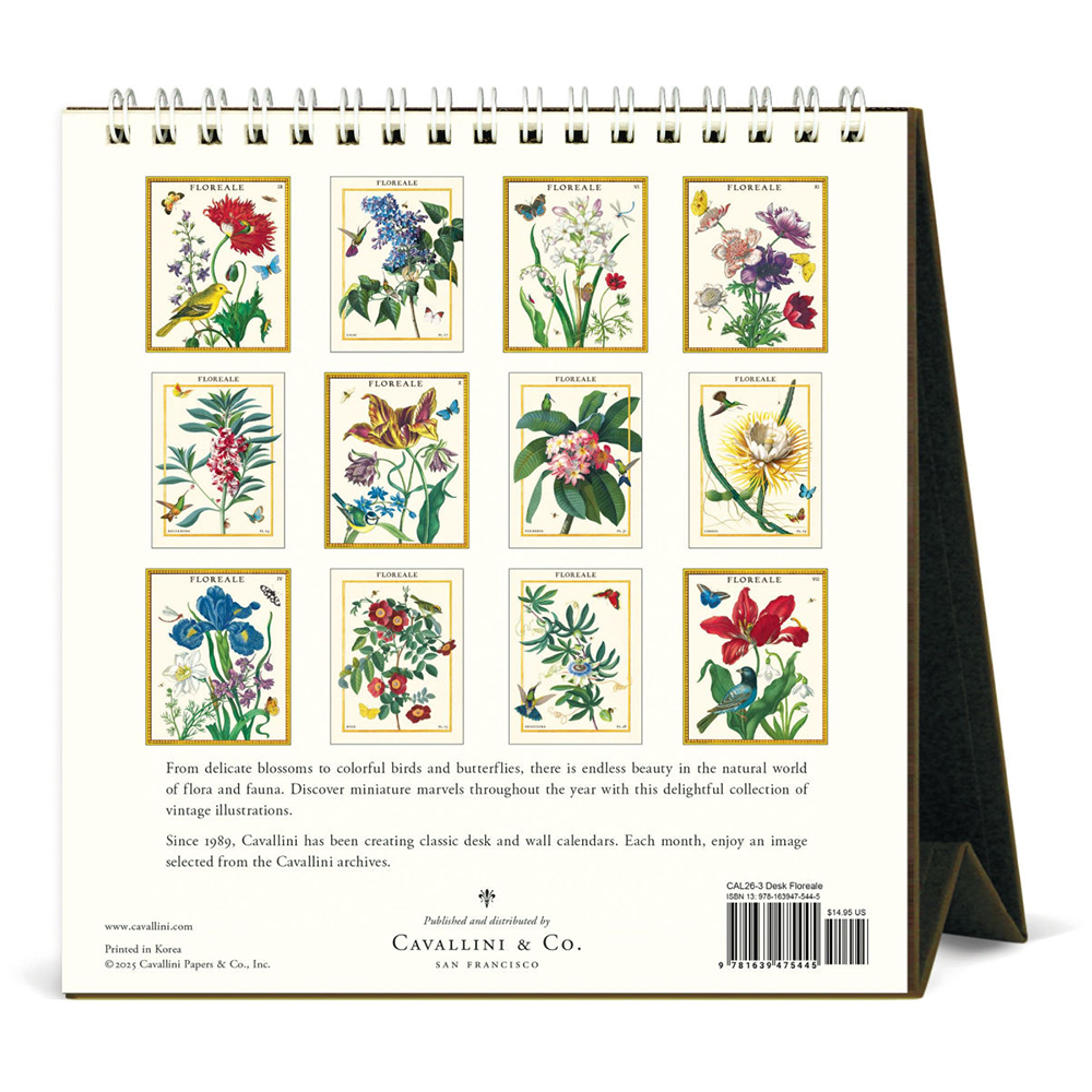 Cavallini 2026 Desk Calendar - Floreale