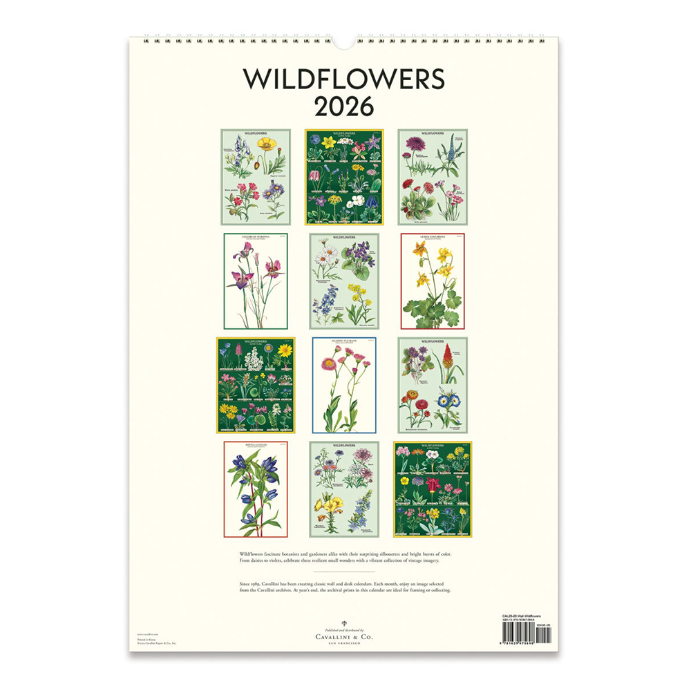 Cavallini 2026 Wall Calendar - Wildflowers