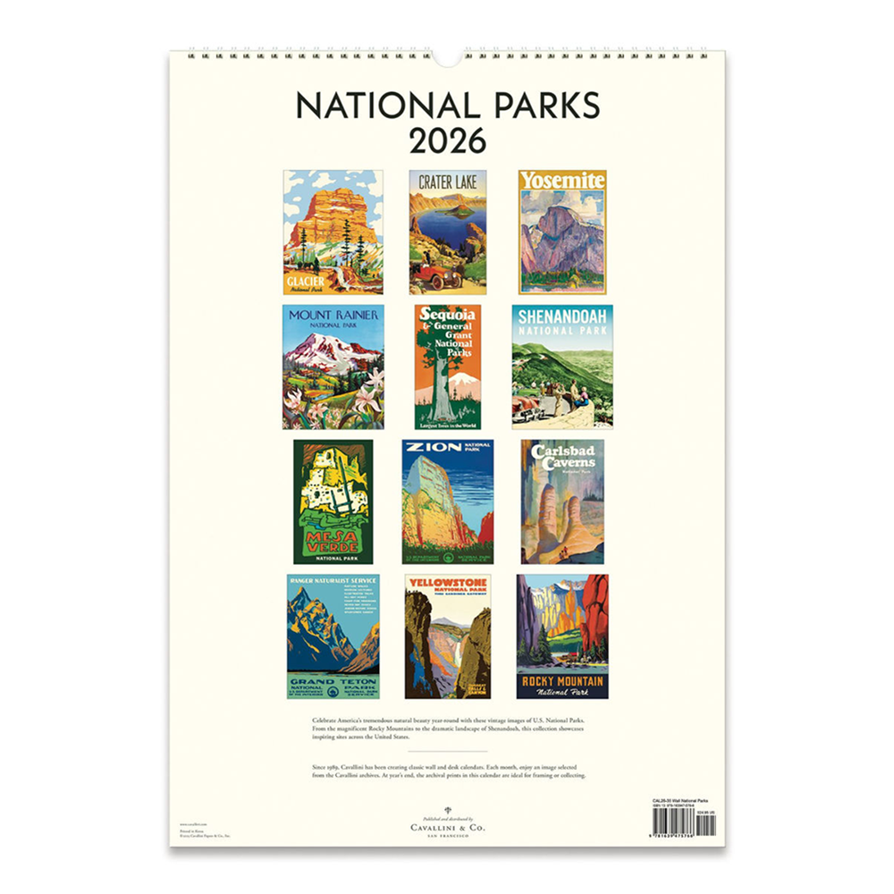 Cavallini 2026 Wall Calendar - National Parks