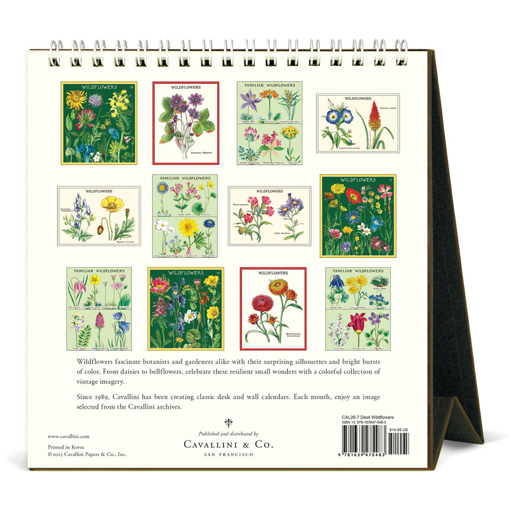 Cavallini 2026 Desk Calendar - Wildflowers