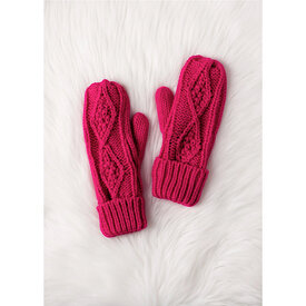 Panache Apparel Co. Panache Cable Knit Mittens - Bright Pink