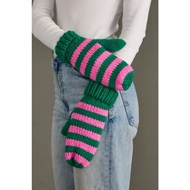 Panache Apparel Co. Panache Mittens - Striped - Green & Pink