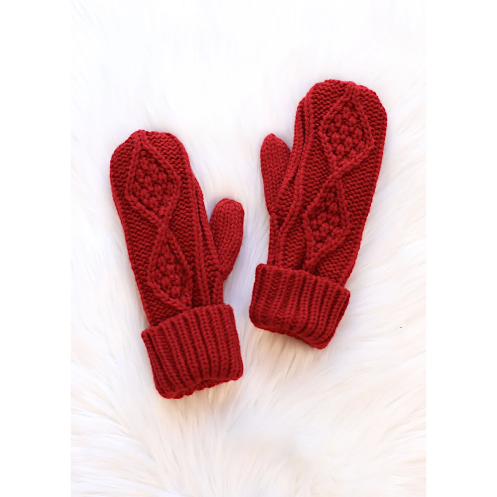 Panache Apparel Co. Panache Cable Knit Mittens - Red