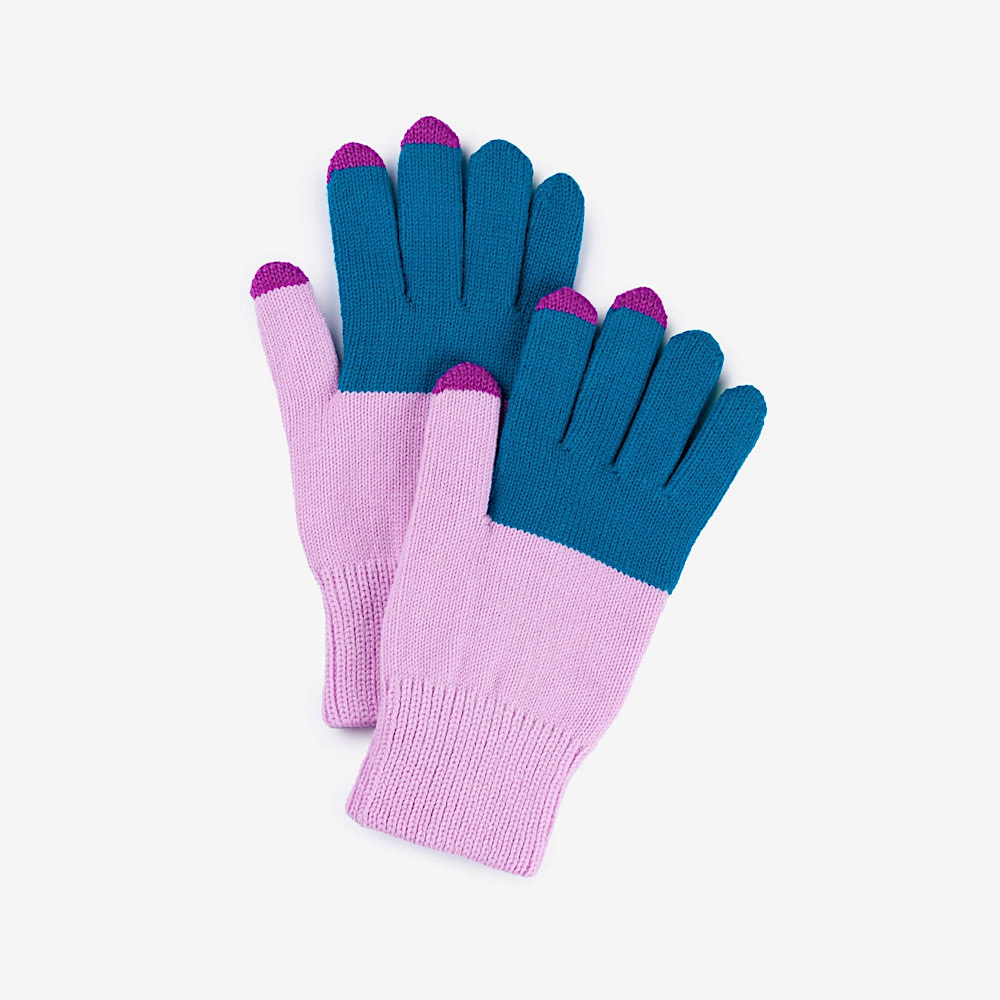 VERLOOP Knits VERLOOP Knits Colorblock Knit Touchscreen Gloves - Teal/Lilac