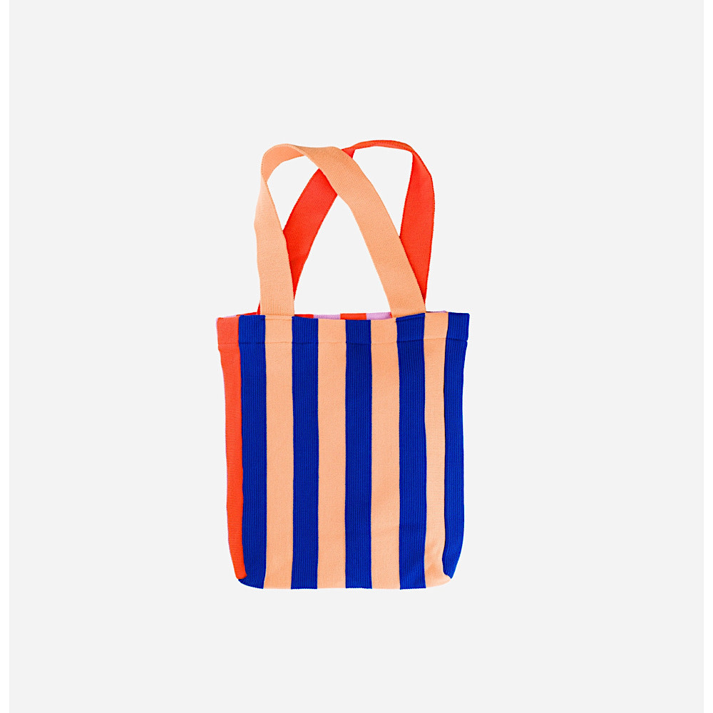 VERLOOP Knits VERLOOP Knits Super Stripe Knit Tote - Peach Cobalt