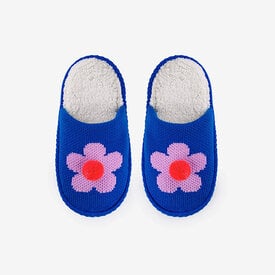 VERLOOP Knits VERLOOP Knits Flower Pom Slide Slippers - Cobalt