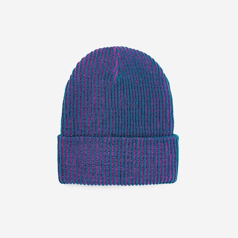 VERLOOP Knits Simple Rib Knit Beanie - Teal Magenta