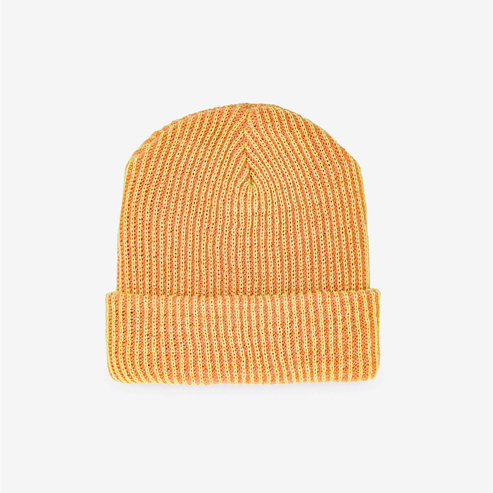 VERLOOP Knits Simple Rib Knit Beanie - Peach Lime