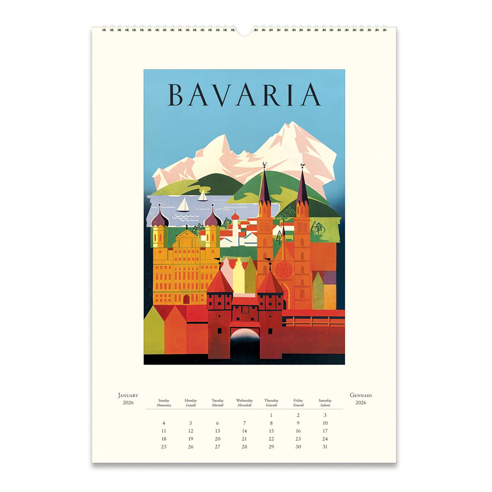 Cavallini 2026 Wall Calendar - Vintage Travel
