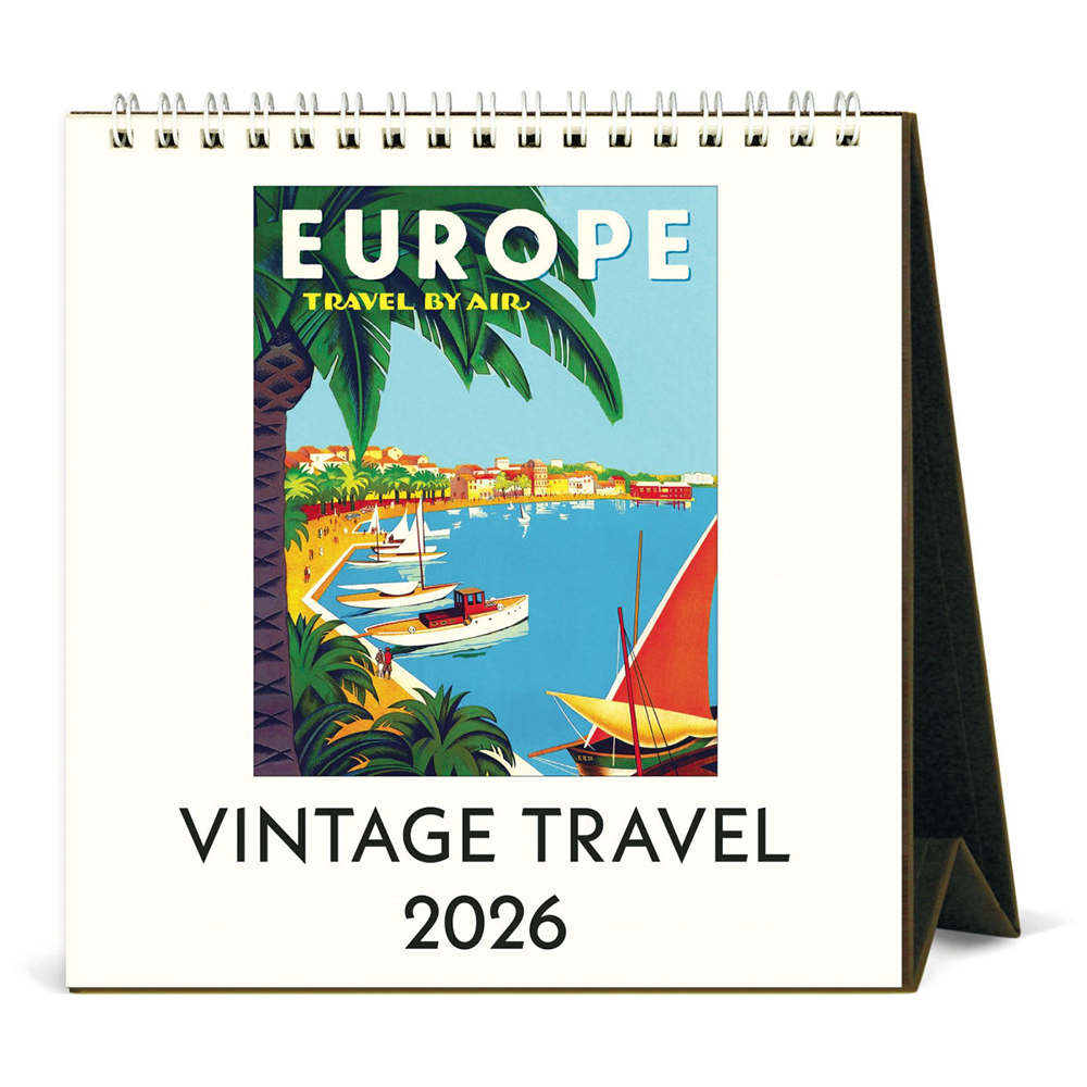 Cavallini 2026 Desk Calendar - Vintage Travel