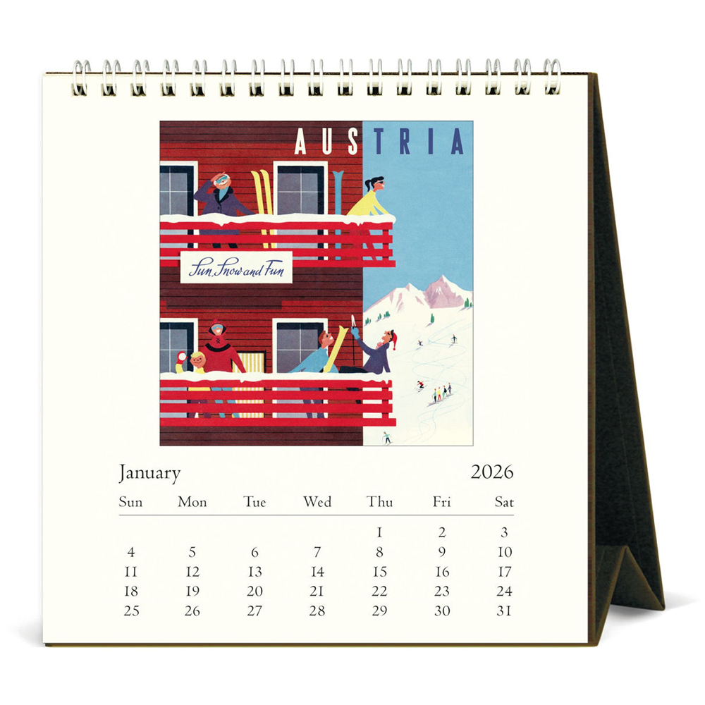 Cavallini 2026 Desk Calendar - Vintage Travel