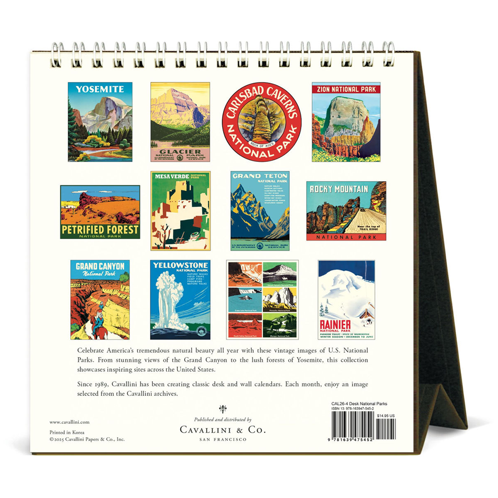 Cavallini 2026 Desk Calendar - National Parks
