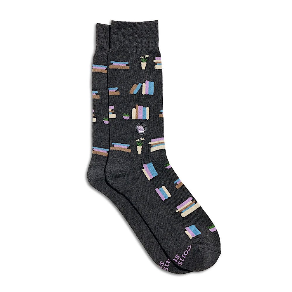 Conscious Step Conscious Step Socks - Gray Bookshelves
