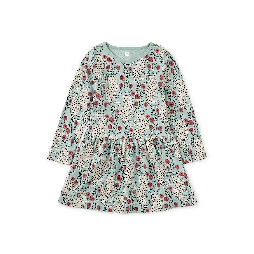 Tea Collection Long Sleeve Pocket Dress - Leopard Floral