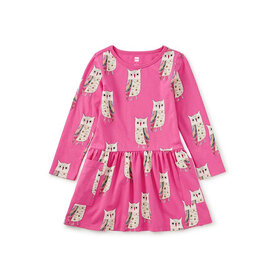 Tea Collection Tea Collection Long Sleeve Pocket Dress - Rainbow Eagle Owl
