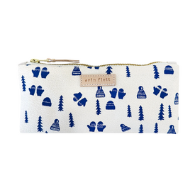 Erin Flett Erin Flett Flat Pencil Zipper Bag - Hat & Mittens Blue