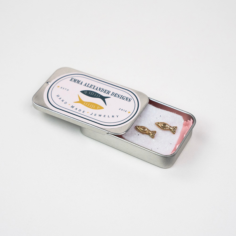 EA Designs - Tiny Sardine Studs - Bronze