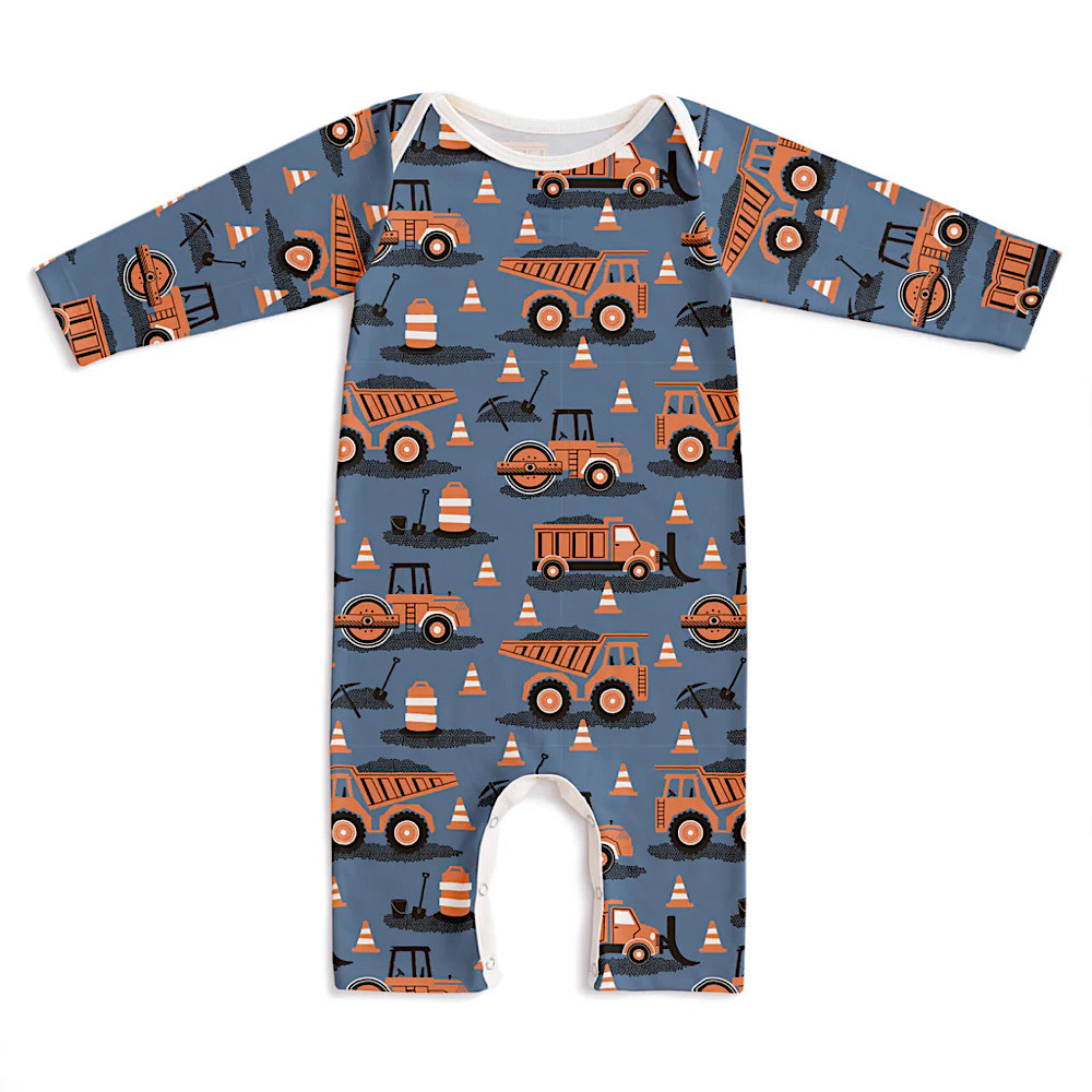 Winter Water Factory Long-Sleeve Romper - Roadwork Orange & Blue