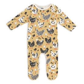 Winter Water Factory Winter Water Factory Long-Sleeve Footed Romper - Chicken Family Yellow