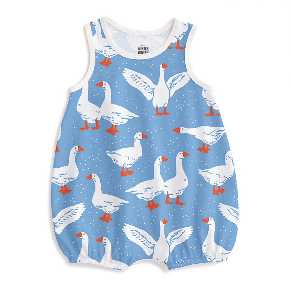 Winter Water Factory Bubble Romper - Silly Geese Blue