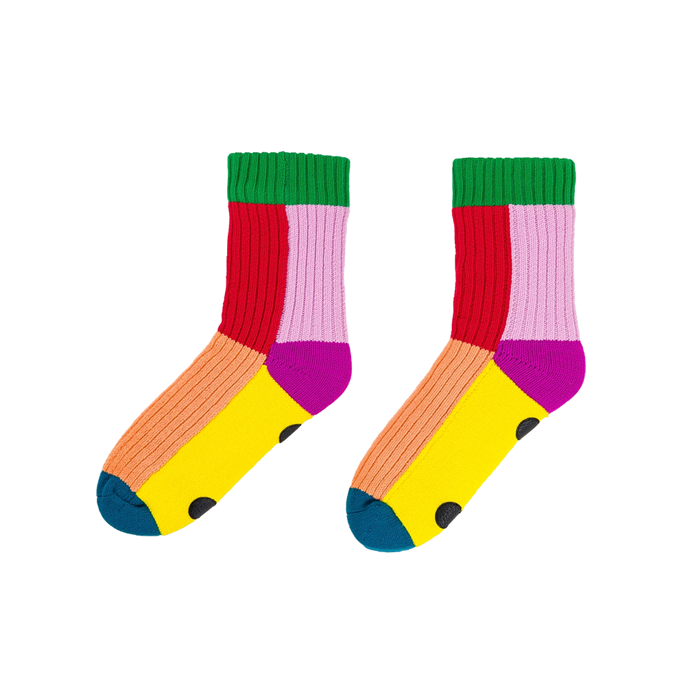 VERLOOP VERLOOP Kaleidoscope Knit House Socks - Peach/Red S/M