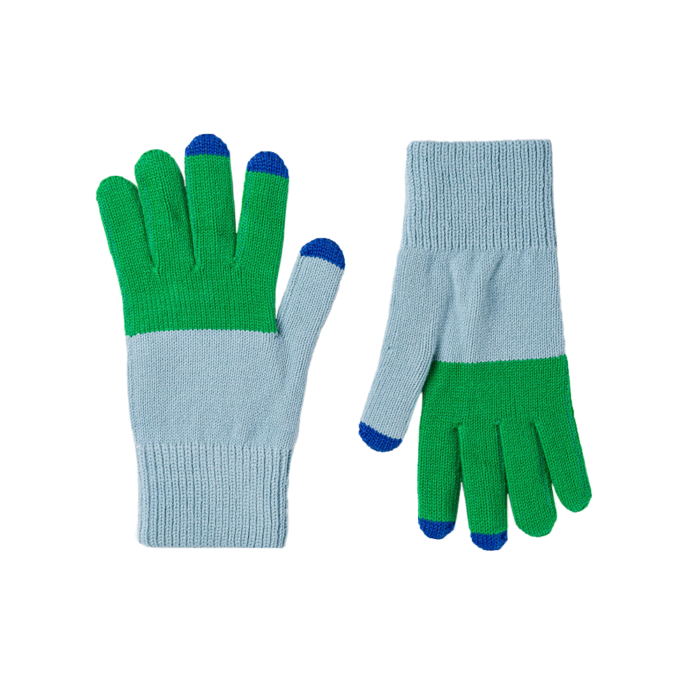 VERLOOP VERLOOP Colorblock Knit Touchscreen Gloves - Kelly/Stone Blue