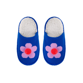 VERLOOP Knits VERLOOP Knits Flower Pom Slide Slippers - Cobalt