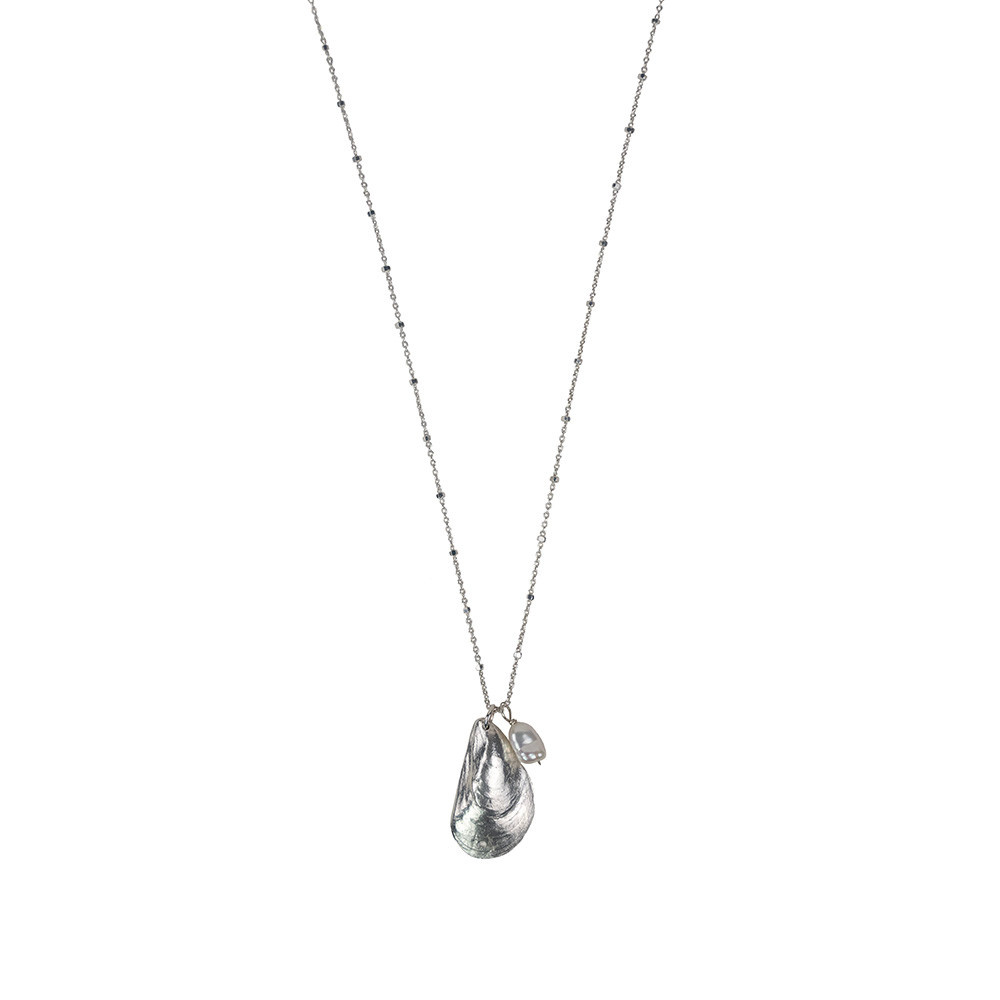 Emma Alexander Emma Alexander Mussel Shell and Pearl Necklace - Satellite Chain - Sterling
