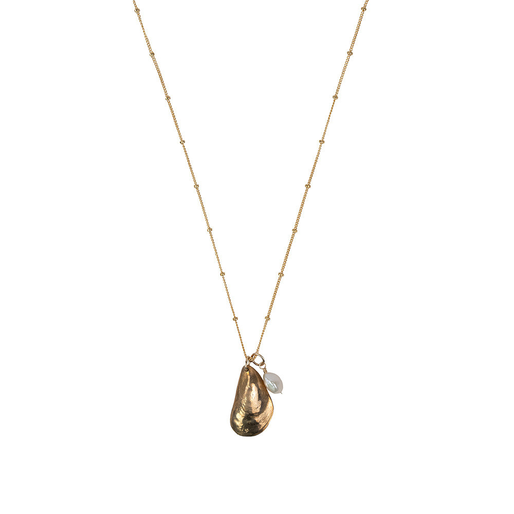 Emma Alexander Emma Alexander Mussel Shell and Pearl Necklace - Satellite Chain - Bronze